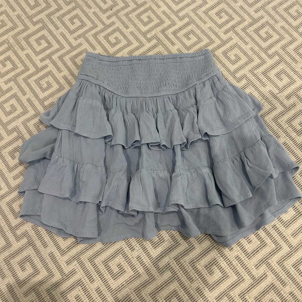 Hollister Light Blue Tiered Mini Skirt